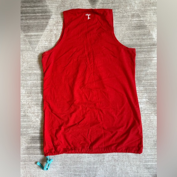 Cariloha Red Cotton Bamboo Tank Top Waist Tie - Picture 2 of 4